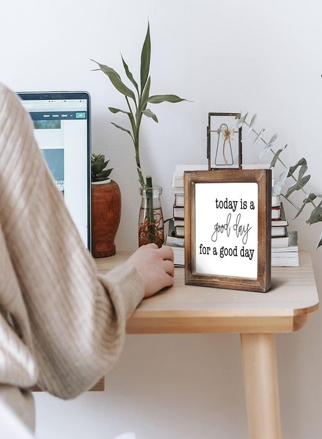 MACVAD Today is A Good Day for A Good Day Inspirational Wood Box Sign for Home Decor,Freestanding Mini Wood Block Sign for Desk,Shelf or Wall Display 6" x 6" x 1.57" - Image 3